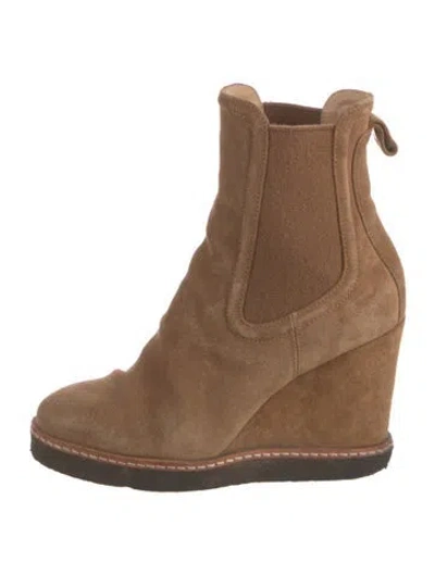 Pre-owned Veronica Beard Suede Chelsea Boots In Brown