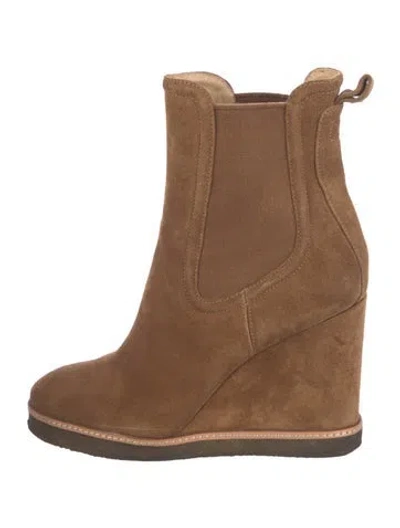 Pre-owned Veronica Beard Suede Chelsea Boots In Brown