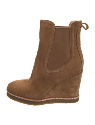 Pre-owned Veronica Beard Suede Chelsea Boots In Brown