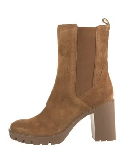 Pre-owned Veronica Beard Suede Chelsea Boots In Brown