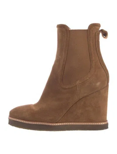 Pre-owned Veronica Beard Suede Chelsea Boots In Brown