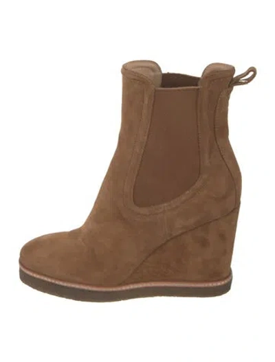 Pre-owned Veronica Beard Suede Chelsea Boots In Brown