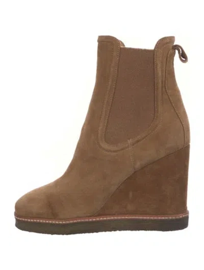 Pre-owned Veronica Beard Suede Chelsea Boots In Neutral