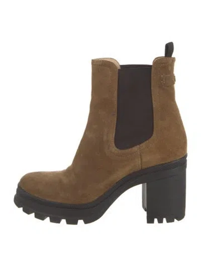 Pre-owned Veronica Beard Suede Chelsea Boots In Neutrals