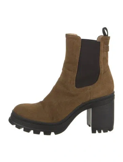 Pre-owned Veronica Beard Suede Chelsea Boots In Neutrals