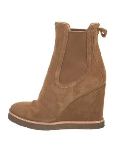 Pre-owned Veronica Beard Suede Chelsea Boots In Neutrals