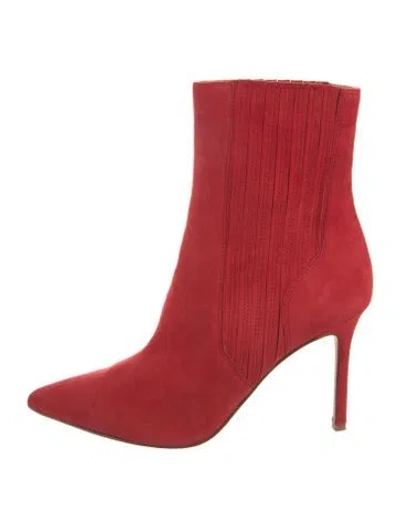 Pre-owned Veronica Beard Suede Chelsea Boots In Red