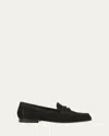 Veronica Beard Suede Coin Penny Loafers In Black