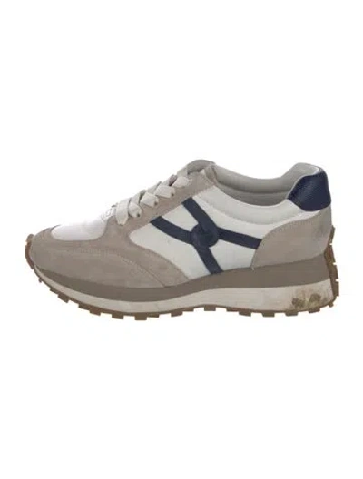Pre-owned Veronica Beard Suede Colorblock Pattern Athletic Sneakers In Neutral
