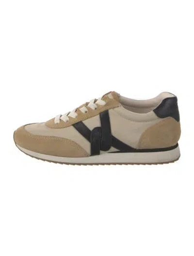 Pre-owned Veronica Beard Suede Colorblock Pattern Athletic Sneakers In Neutral