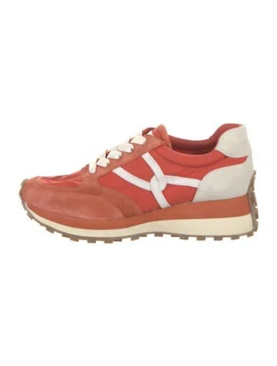 Pre-owned Veronica Beard Suede Colorblock Pattern Athletic Sneakers In Orange