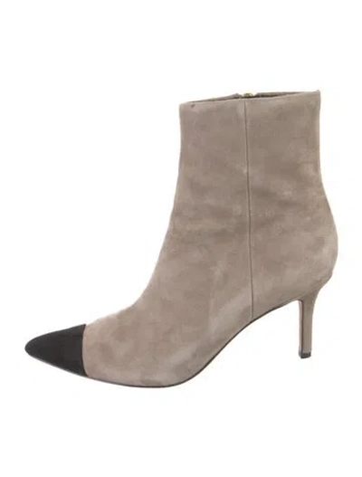 Pre-owned Veronica Beard Suede Colorblock Pattern Boots In Neutral