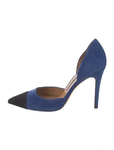 Pre-owned Veronica Beard Suede Colorblock Pattern D'orsay Pumps In Blue