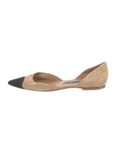 Pre-owned Veronica Beard Suede Colorblock Pattern Flats In Black/neutrals