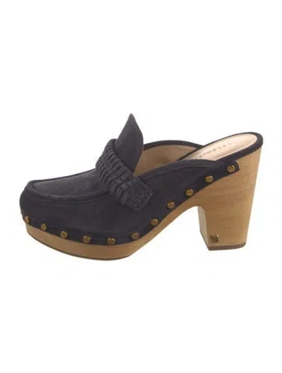 Pre-owned Veronica Beard Suede Colorblock Pattern Mules