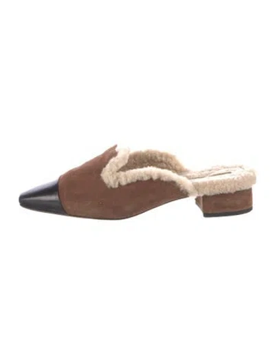 Pre-owned Veronica Beard Suede Colorblock Pattern Mules In Neutral