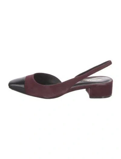 Pre-owned Veronica Beard Suede Colorblock Pattern Slingback Flats In Burgundy