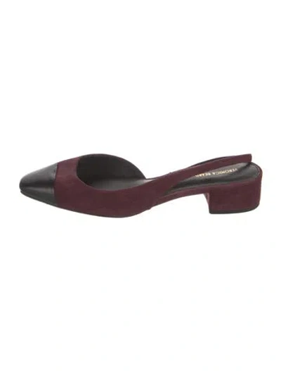 Pre-owned Veronica Beard Suede Colorblock Pattern Slingback Flats In Burgundy
