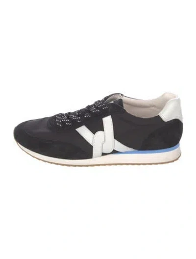 Pre-owned Veronica Beard Suede Colorblock Pattern Sneakers In Black