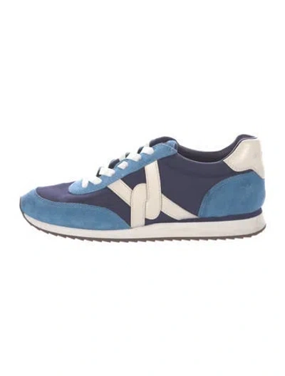 Pre-owned Veronica Beard Suede Colorblock Pattern Sneakers In Blue