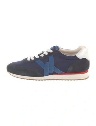 Pre-owned Veronica Beard Suede Colorblock Pattern Sneakers In Blue