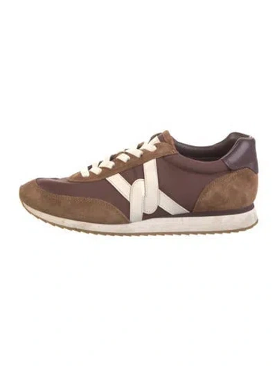 Pre-owned Veronica Beard Suede Colorblock Pattern Sneakers In Brown