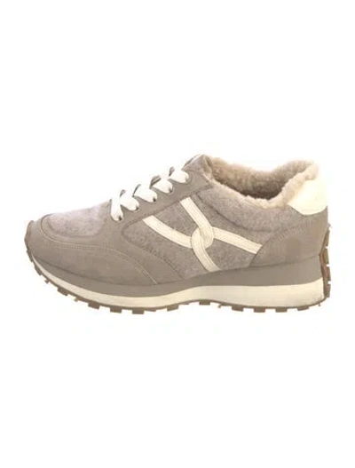 Pre-owned Veronica Beard Suede Colorblock Pattern Sneakers In Brown