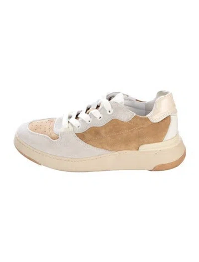 Pre-owned Veronica Beard Suede Colorblock Pattern Sneakers In Neutral