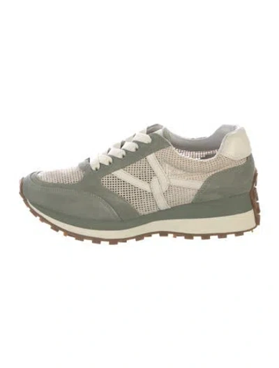 Pre-owned Veronica Beard Suede Colorblock Pattern Sneakers In Neutral