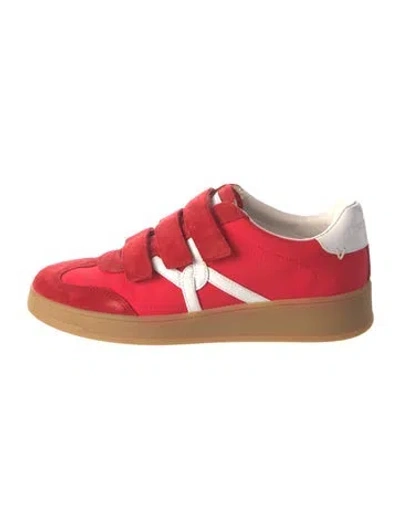 Pre-owned Veronica Beard Suede Colorblock Pattern Sneakers In Red