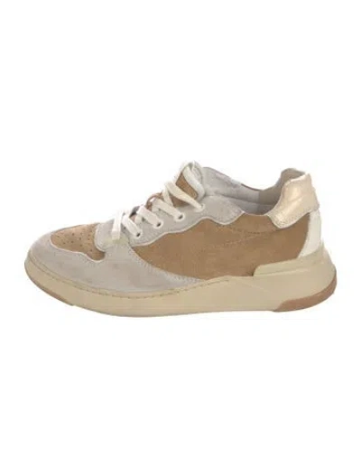 Pre-owned Veronica Beard Suede Colorblock Pattern Sneakers In White