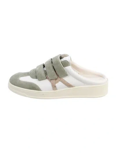 Pre-owned Veronica Beard Suede Colorblock Pattern Sneakers In White