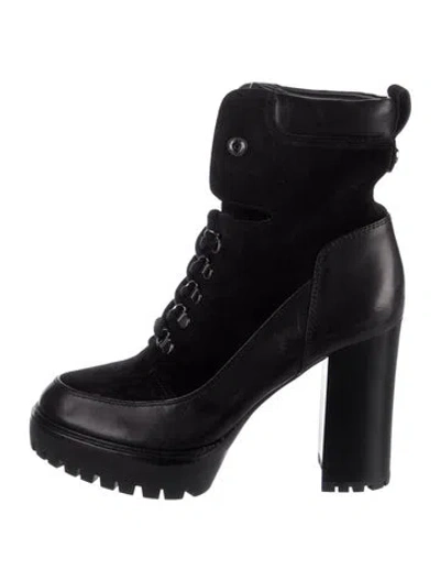 Pre-owned Veronica Beard Suede Combat Boots In Black