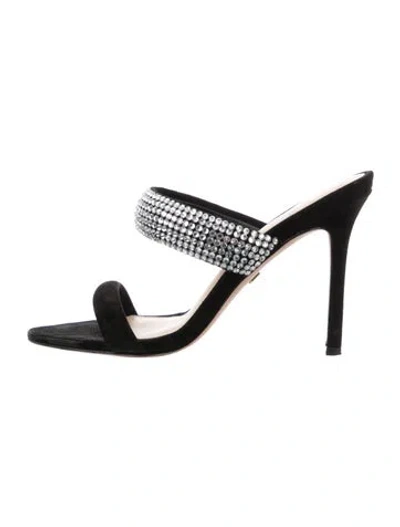 Pre-owned Veronica Beard Suede Crystal Embellishments Slides In Multi