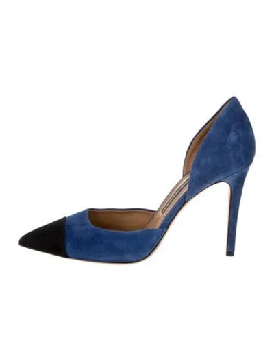 Pre-owned Veronica Beard Suede D'orsay Pumps In Blue