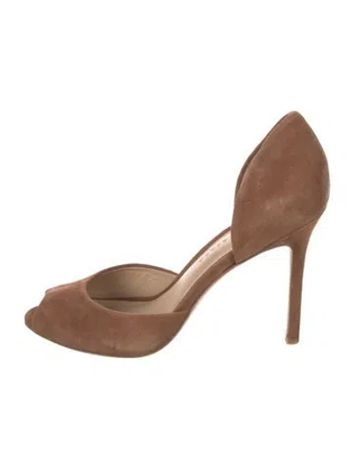 Pre-owned Veronica Beard Suede D'orsay Pumps In Brown