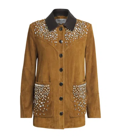 Veronica Beard Suede Embellished Shannon Jacket In Brown