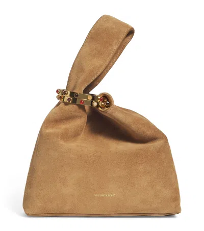 Veronica Beard Suede Embellished Swing Clutch Bag In Brown