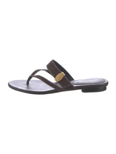Pre-owned Veronica Beard Suede Flip Flops In Brown