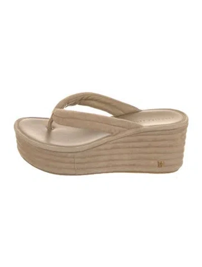 Pre-owned Veronica Beard Suede Flip Flops In Neutrals