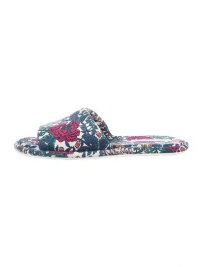 Pre-owned Veronica Beard Suede Floral Print Slides In Multi
