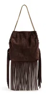 Veronica Beard Suede Fringe Slouch Shoulder Bag Espresso In Brown
