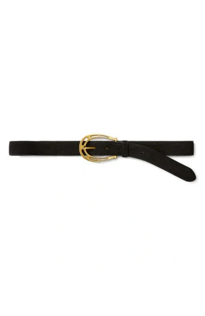 Veronica Beard Suede Horseshoe Belt In Black