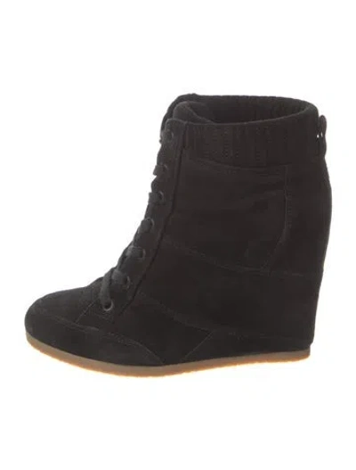 Pre-owned Veronica Beard Suede Lace-up Boots In Black