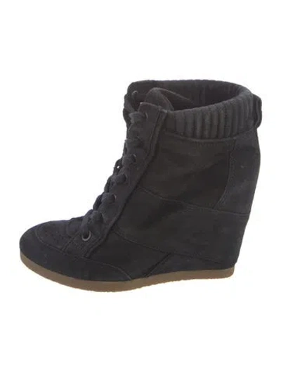 Pre-owned Veronica Beard Suede Lace-up Boots In Blue