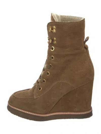 Pre-owned Veronica Beard Suede Lace-up Boots In Brown
