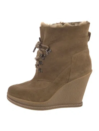 Pre-owned Veronica Beard Suede Lace-up Boots In Brown