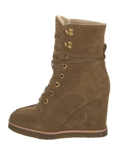 Pre-owned Veronica Beard Suede Lace-up Boots In Brown