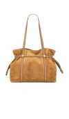 Veronica Beard Suede Lasso Bag In Brown