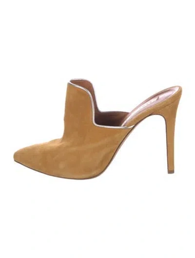 Pre-owned Veronica Beard Suede Leather Trim Embellishment Mules In Brown
